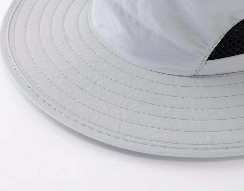 LLmoway Toddler Kid UPF50+ Bucket Sun Hat Wide Brim Lightweight Boys Quick Dry Boonie Hat Light Grey - Image 3